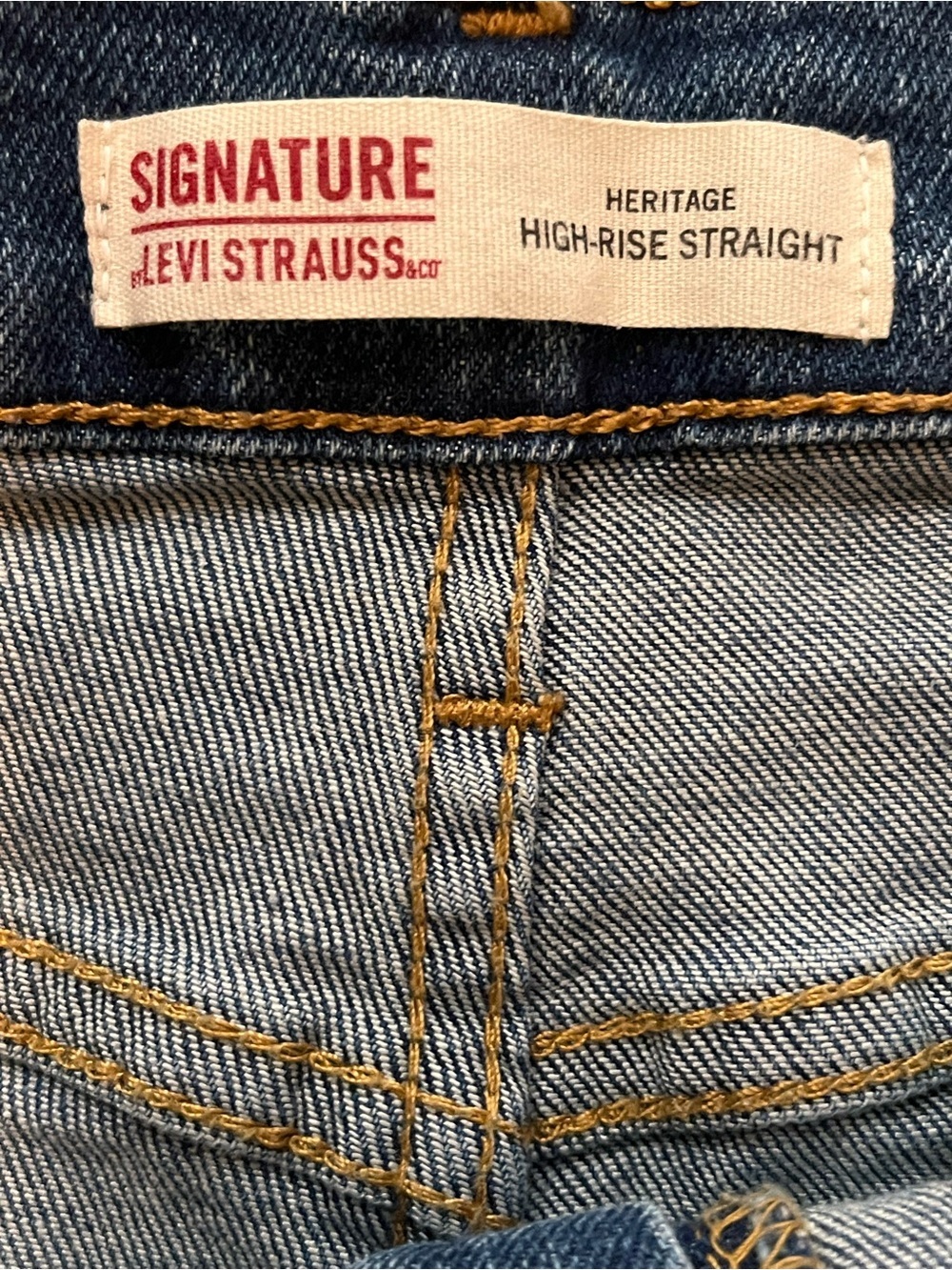 Levi Strauss Heritage High Rise Blue Straight-Leg Jeans Distressed Knee 10-W3 - Picture 4 of 6
